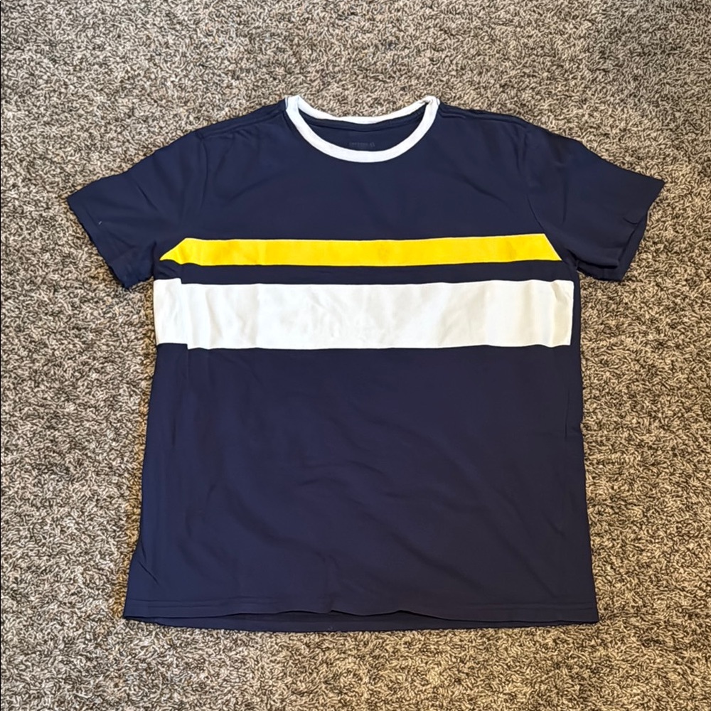 Navy Blue and Yellow Men's Shirt